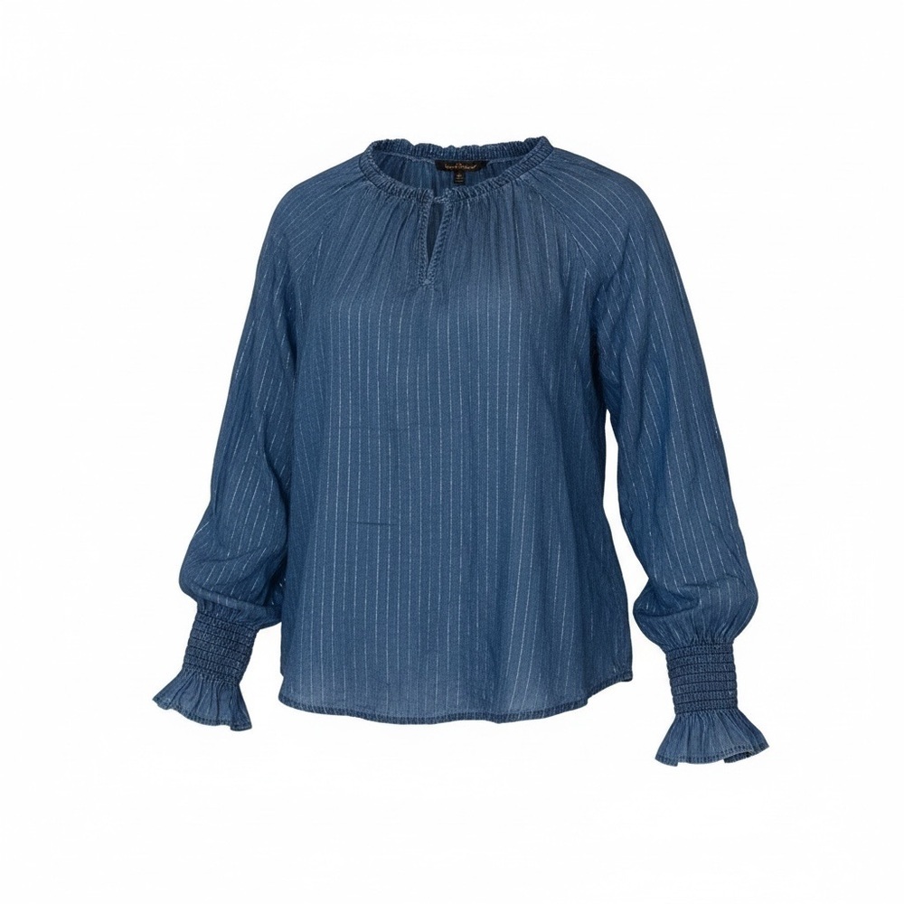 White House Black Market Blue Peasant Top